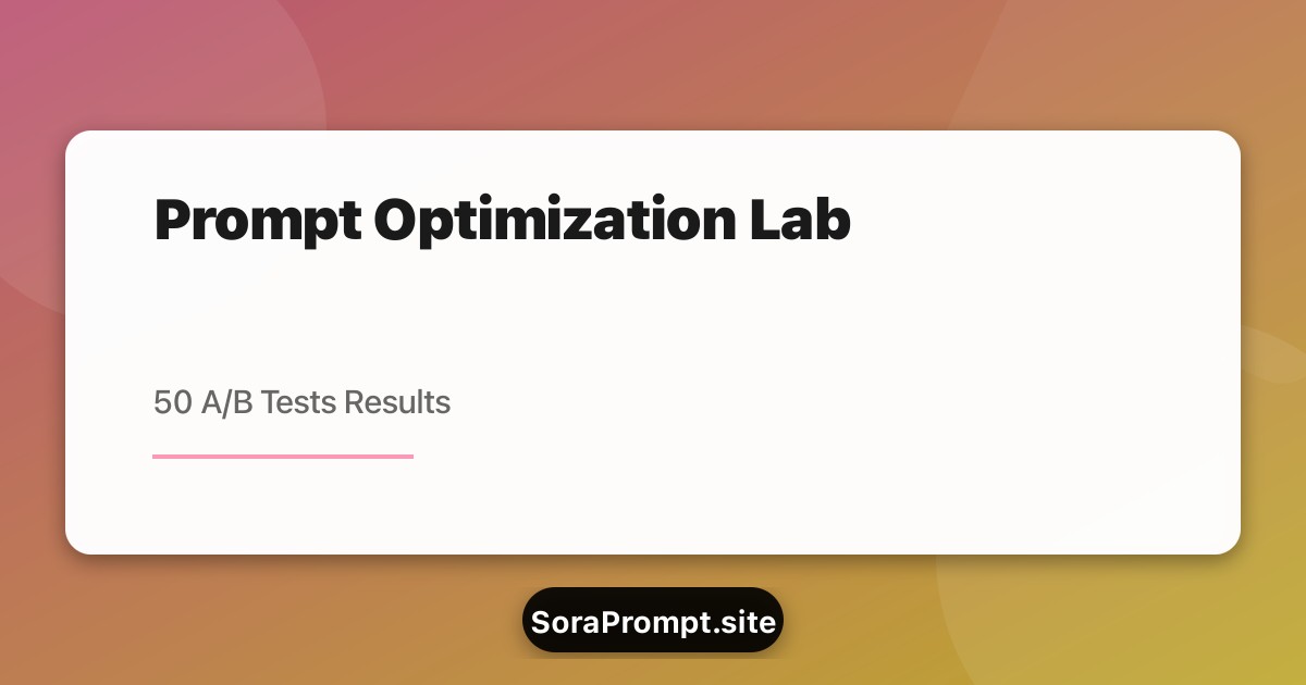 The Prompt Optimization Laboratory: 50 A/B Tests Revealing What Actually Works in Sora 2